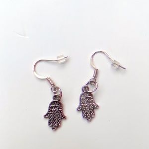 hamsa hand silver earrings